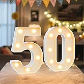 NANXU LED Marquee Light Up Numbers Sign - Lighted Birthday Numbers Sign for 50th Birthday Party Decoration, Bar Wall, Home, Table Room, Wedding and Christmas Decorations, Number 50