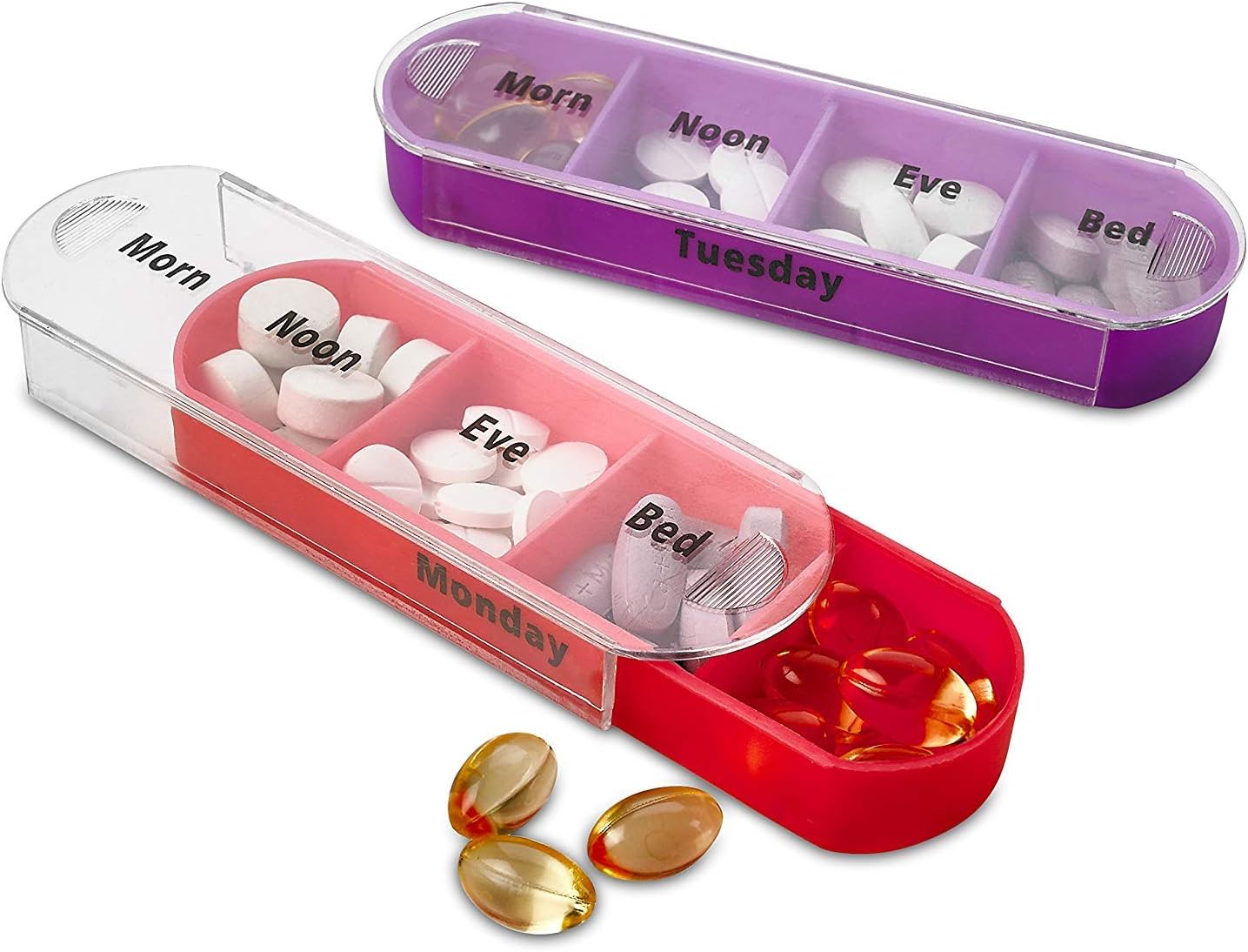 MEDca Weekly Pill Organizer, Four Times-a-Day, 1 Dispenser with Stackable AM/PM Compartments: Health & Personal Care
