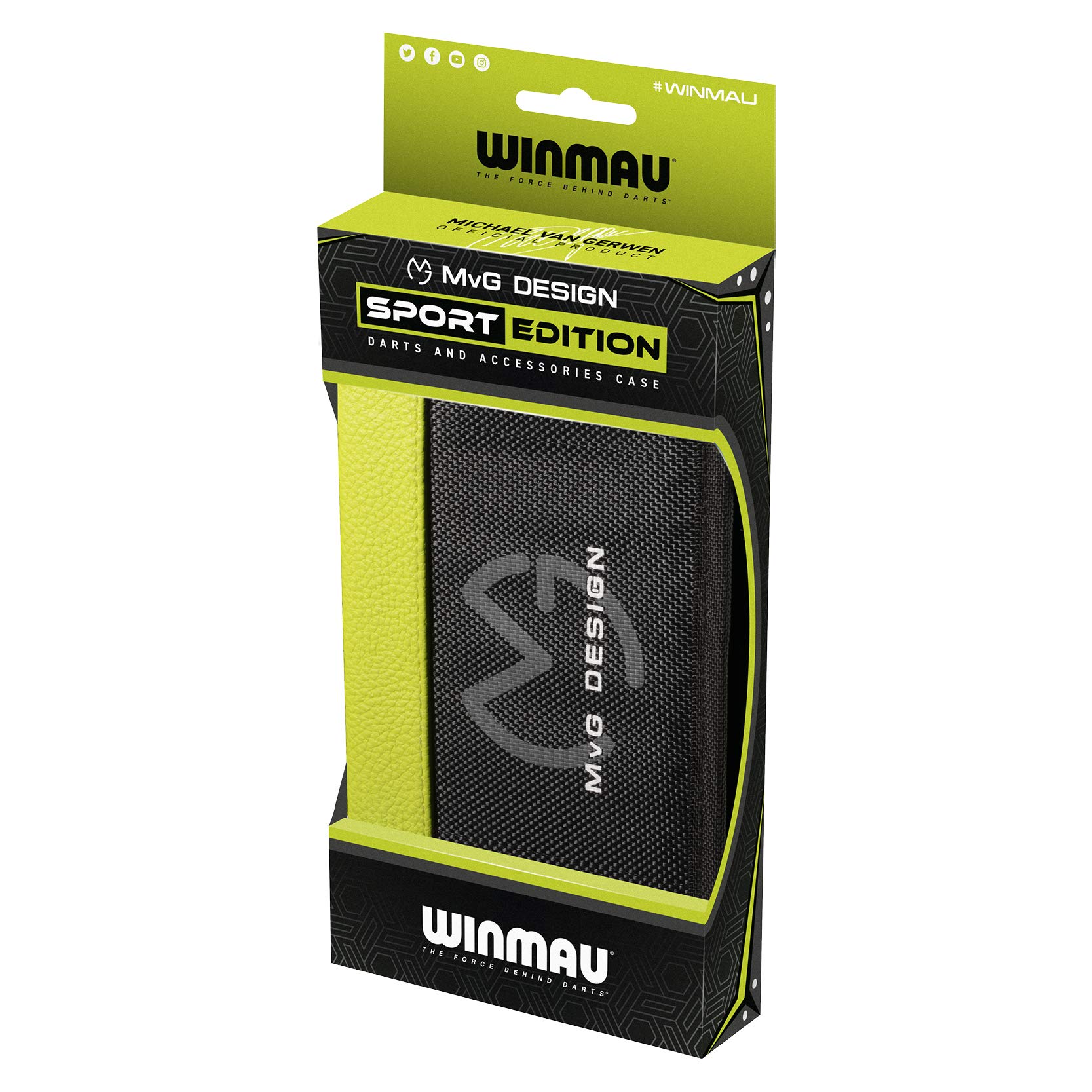 WINMAU MVG Michael Van Gerwen Sport Edition Darts Case – Holds 2 Fully Assembled Darts, 11 Compartments, Stylish Slimline Single Fold Dart Carry Case, Durable Dart Accessories Organiser & Storage