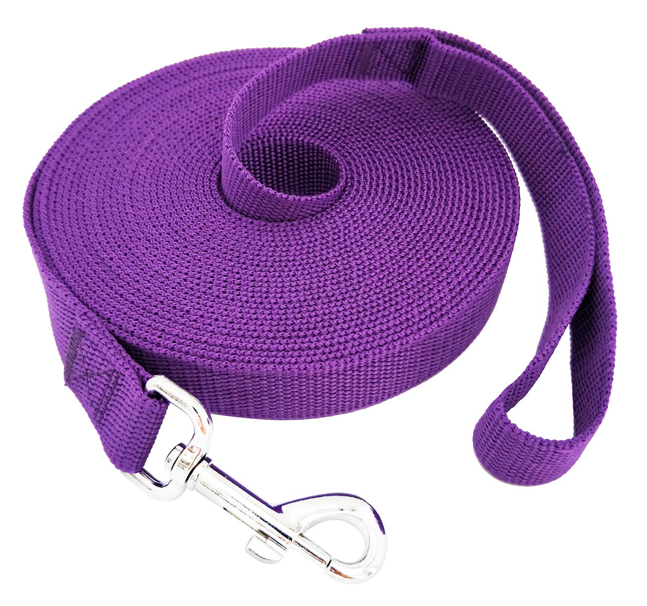 SALO Nylon Training Dog Leash for Small Medium Large Dogs, 1 Inch Wide, 20ft 30ft 40ft 50ft Long Leash Dog/Puppy Lead for Obedience Recall Training, Camping, or Backyard (30 Foot, Purple)