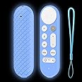 LEFXMOPHY for Google TV Streamer Remote Case, Cover for Google TV Streamer 4K 2024 Voice Remote Control Blue Silicone Sleeve Glow in Dark