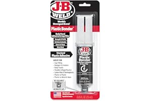 J-B Weld 50139CAN Plastic Bonder Black Body Panel Adhesive and Gap Filler Syringe 25 ml – Two-Part Urethane Adhesive for Plas