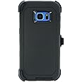 WallSkiN Case for Galaxy S7 Edge (5.5") Heavy Duty Full Body Military Grade Drop Protection Carrying Cover Holder | Holster for Men Belt with Clip Stand – Black/Black