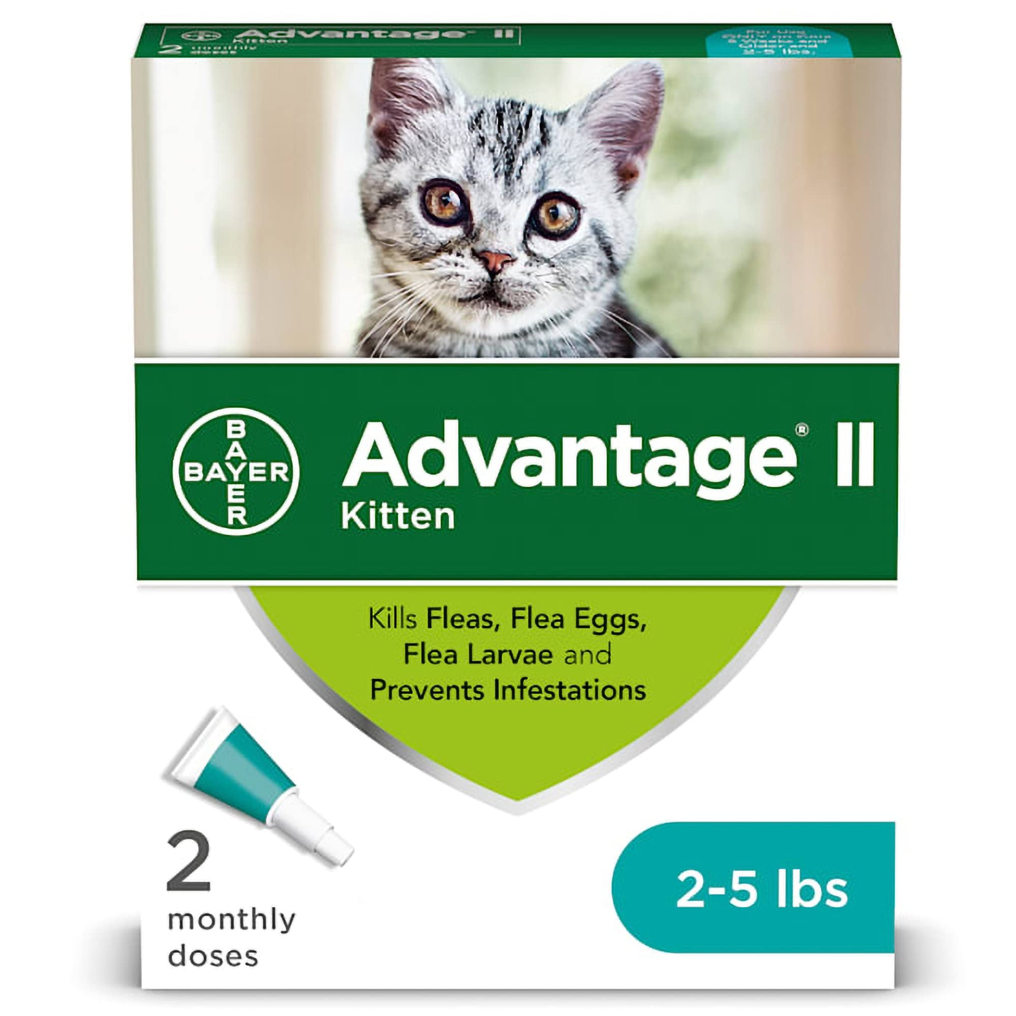 Photo 1 of Advantage II Once-A-Month Topical Kills Flea for Kitten, Count of 2.041 LB