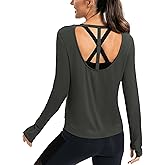 ICTIVE Womens Long Sleeve Shirt Workout Running Athletic Yoga Gym Hiking Activewear Muscle Tops with Thumb Hole