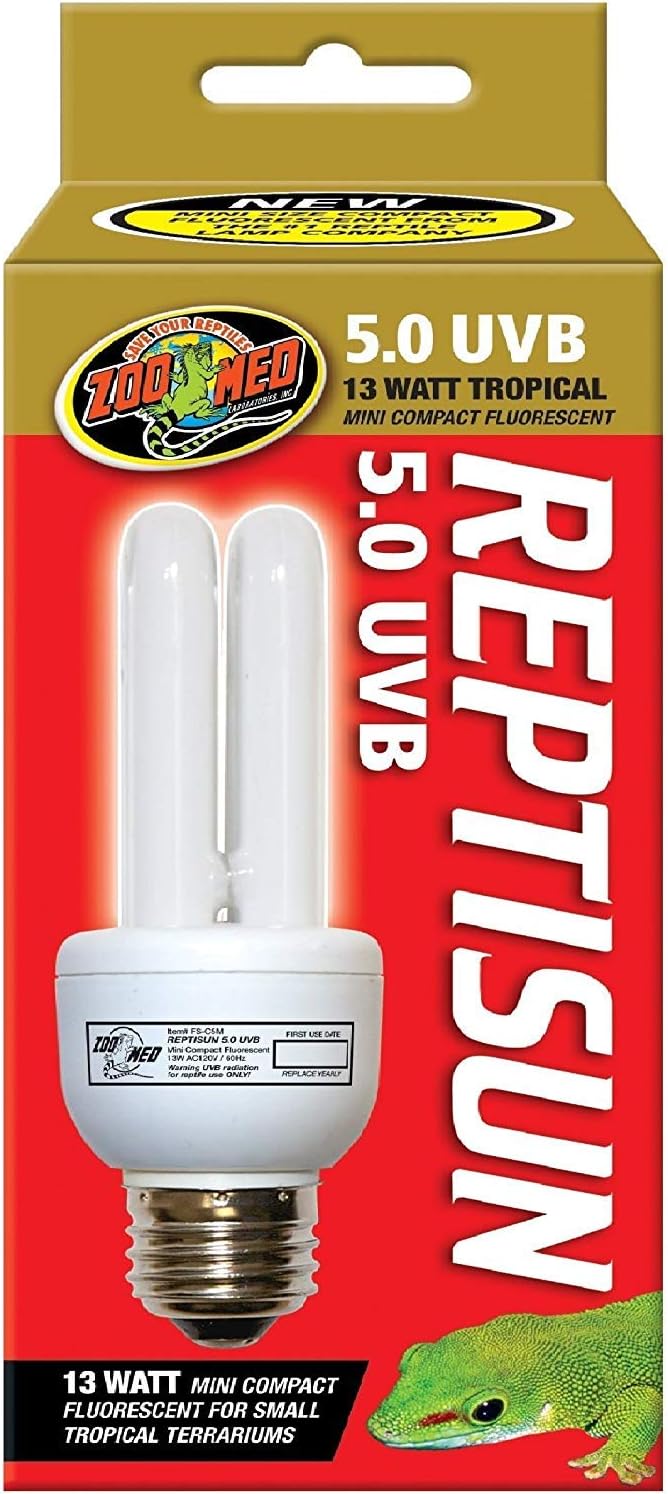 Zoo Med4 Pack of ReptiSun 5.0 UVB Mini Compact Fluorescent Bulbs for Small Tropical Terrariums