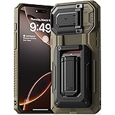 VRS DESIGN Origin Wallet Card Holder Case [3 Cards] for iPhone 16 Pro Max (2024/Upgraded), Rugged Semi-Automatic 3-Card Slot & Kickstand Case (Khaki)