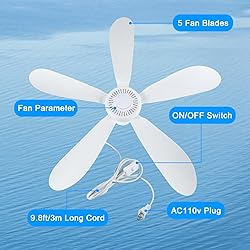 SCOOYEEES 28inch Ceiling Fan AC 110V Portable