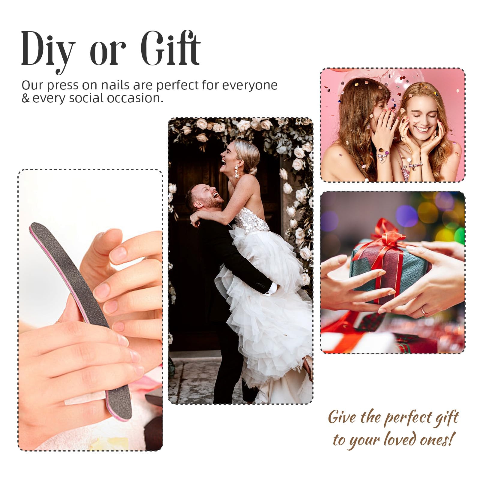 24 PCS Press on Nails Medium Square Nails Relief Mixed Color Flowers Spring Summer Design French Tip Fake Nails Classic Glue Nails Full Cover Gel French False Nails for Artificial Women DIY Manicure - Image 5