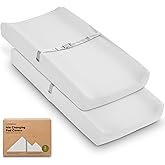 2-Pack Baby Changing Pad Cover for Girl, Boy - 32x16 Soft Viscose Derived from Bamboo Baby Diaper Changing Table Pad Cover Sheets, Neutral, Snug Fit Nursery Diaper Change Sheets (French Gray)