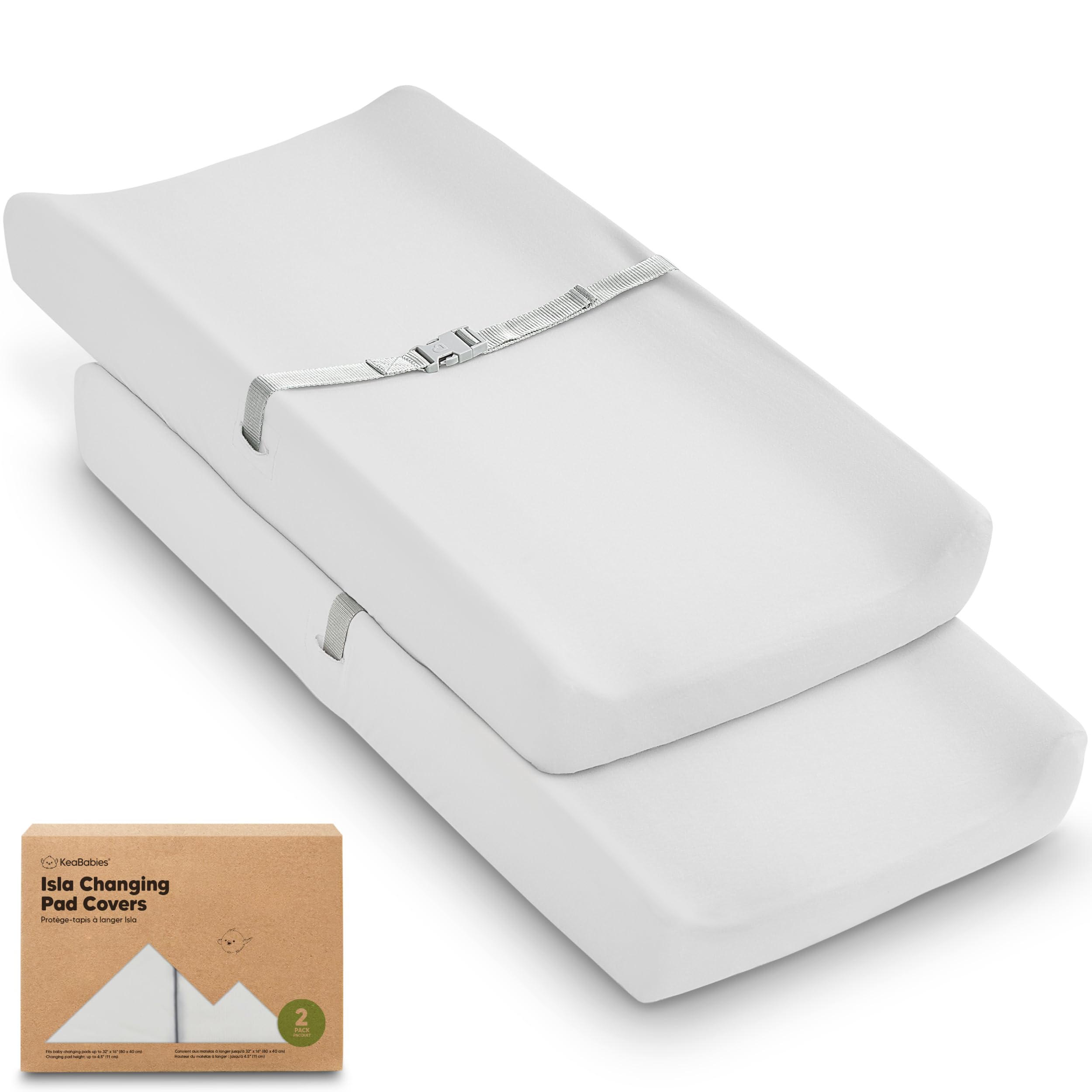 Photo 1 of 2-Pack Baby Changing Pad Covers for Girl, Boy,Neutral - Soft Viscose Derived from Bamboo Changing Table Pad Cover Sheets,Baby Nursery Diaper Changing Pad Cover,Contour Changing Pad Liner (French Gray)