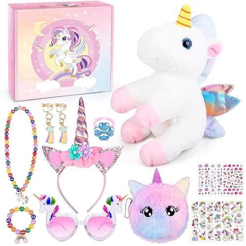 DUYOYU Rainbow Unicorn Toy Set Unicorn Plush Toys for Girls 3+