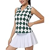 MathCat Womens Golf Shirt, UPF 50+ Argyle Tennis Polo, Sleeveless Lightweight Sports Athletic Tank Tops