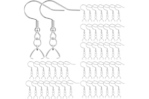 MENKEY Earring Hooks 50PCS/25Pairs, Stainless Steel Ear Wires Fish Hooks, Hypo-allergenic Jewelry Findings Parts for DIY Jewelry Making