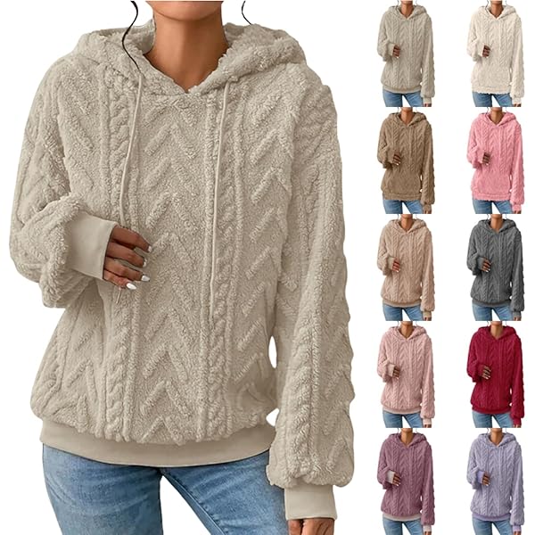 Women's Fall Long Sleeve Tunic Tops Autumn Clothes Women Hooded Lightweight Knit Sweater Long Sleeve Stripe Pullover Sweatshirt Top Knitwear For Women UK (Grey, S