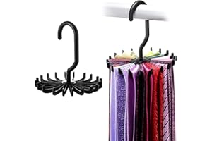 YAFIYGI 2Pack Circular Tie Hanger Updated Twirl Tie Rack Adjustable Twirl Tie Rack Tie Belt, Multipurpose Organizer for Closet Storage