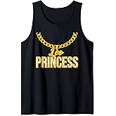 Leo Princess Zodiac Sign With Golden Chain Necklace Women Tank Top