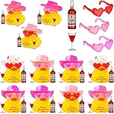 Liliful 12 Sets Galentines Day Party Favors Ducks Bulk with Hat Wine Cup Glass Galentines Day Decorations for Women Friend Bestie Valentine Party Favor BFF Sister Sisterhood