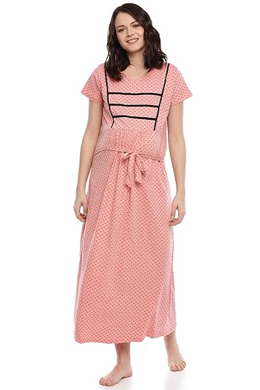 Womens Pink Printed Maternity Nightdress