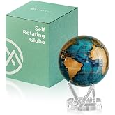 MOVA Self Rotating Globe, Cerulean Blue and Gold Signature (6") | solar powered globe, no batteries or cords, gift for geography lovers, premium kinetic display, office desk decor