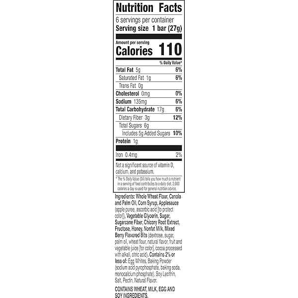 MOTT’S SOFT BAKED BARS, BERRY, MADE WITH APPLESAUCE, 6 COUNT, 5.76 OZ
