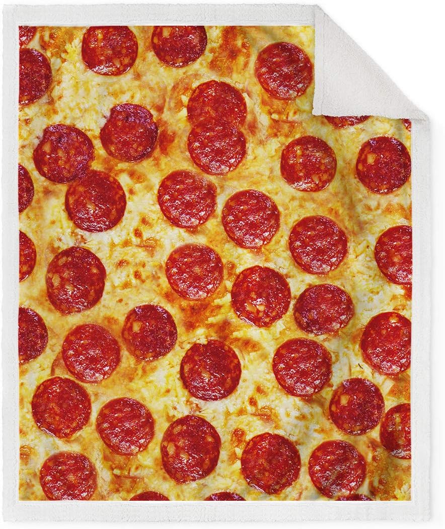 Jekeno Pizza Sherpa Blanket Soft Warm Print Throw Blanket for Couch Sofa Bed 50"x60"