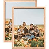 ATOBART 8x10 Set of 2 Oak Wood Picture Frame Solid Wooden Photo Frame Natural Wood Color Frames with Real Glass for Wall Mounting or Tabletop Living Room Bedroom Home Decor