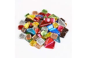 ARTLIFE HOME 200 g Gold Leaf Gilding Mosaic Tiles for Crafts Purple Assorted Color Glass Glitter Mosaic Supplies Pieces Bulk Assorted Shape Triangle Diamond - Full Color Mix