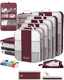 10 Set Compression Packing Cubes for Travel Essentials,Compressible Expandable Packing Cubes for Suitcase,OlarHike Luggage Organizer Bags for Travel,Handy Helper for Organizing Clothes(Wine Red)