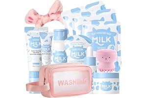 SULILY Milk Skincare Set for Kids & Teens,12 IN 1 Moisturizing & Gentle Milk Skin Care for Teens 10-12, Kids Skin Care Set for Girls Ages 8-12, Milk Extract Face Skincare for Girls 10-12,All Skin Types,12PCS