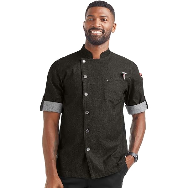 black denim chef coat