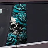 Blueshyhall 2PCS Car B-Pillar Vinyl Decals, Skull Skeleton Personalized Vehicle Door Pillar Sticker, Waterproof Sun Protection Scratch Cover