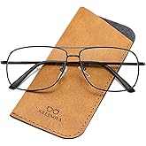 JOLLYNOVA Aviator Reading Glasses for Men Women with Spring Hinge Readers, +1.00 to +3.00 & 0.00 Frame Option, NO Blue Light