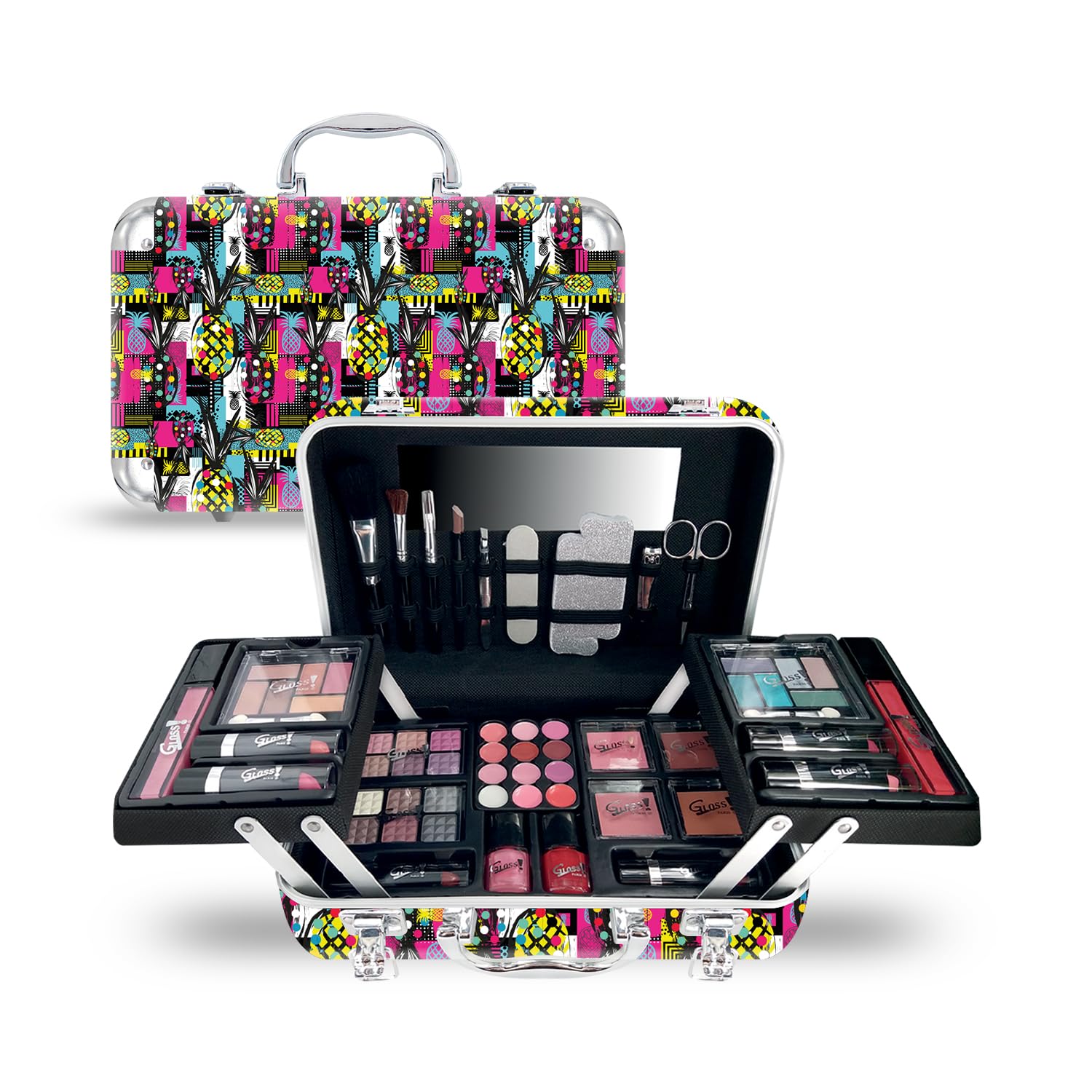 Makeup Palette and Case for Women 60 Pieces: Blush, Eyeshadow, Lipstick, Nail Polish | Storage Case | Organizer | Beauty Gift Box Idea | FASHION STREET by Gloss! | FASHION STREET