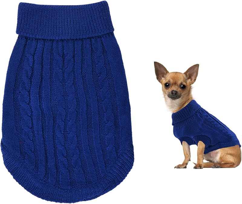 Jodsen Small Dog Jumper Warm Puppy Sweater Knitted Pullover XS Blue