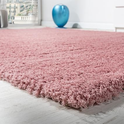 Paco Home Shaggy Teppich Micro Polyester Wohnzimmer Teppiche Elegant Hochflor Pink, Grösse:140x200 cm