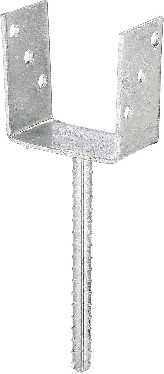 GAH-Alberts 214289 U-Pfostenträger | mit Betonanker aus Riffelstahl | feuerverzinkt | lichte Breite 101 mm | Länge Betonanker 200 mm