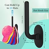 Eiito Hat Hooks for Cap Storage Pack of 4 Black Self Adhesive Two Mounting Ways view 2