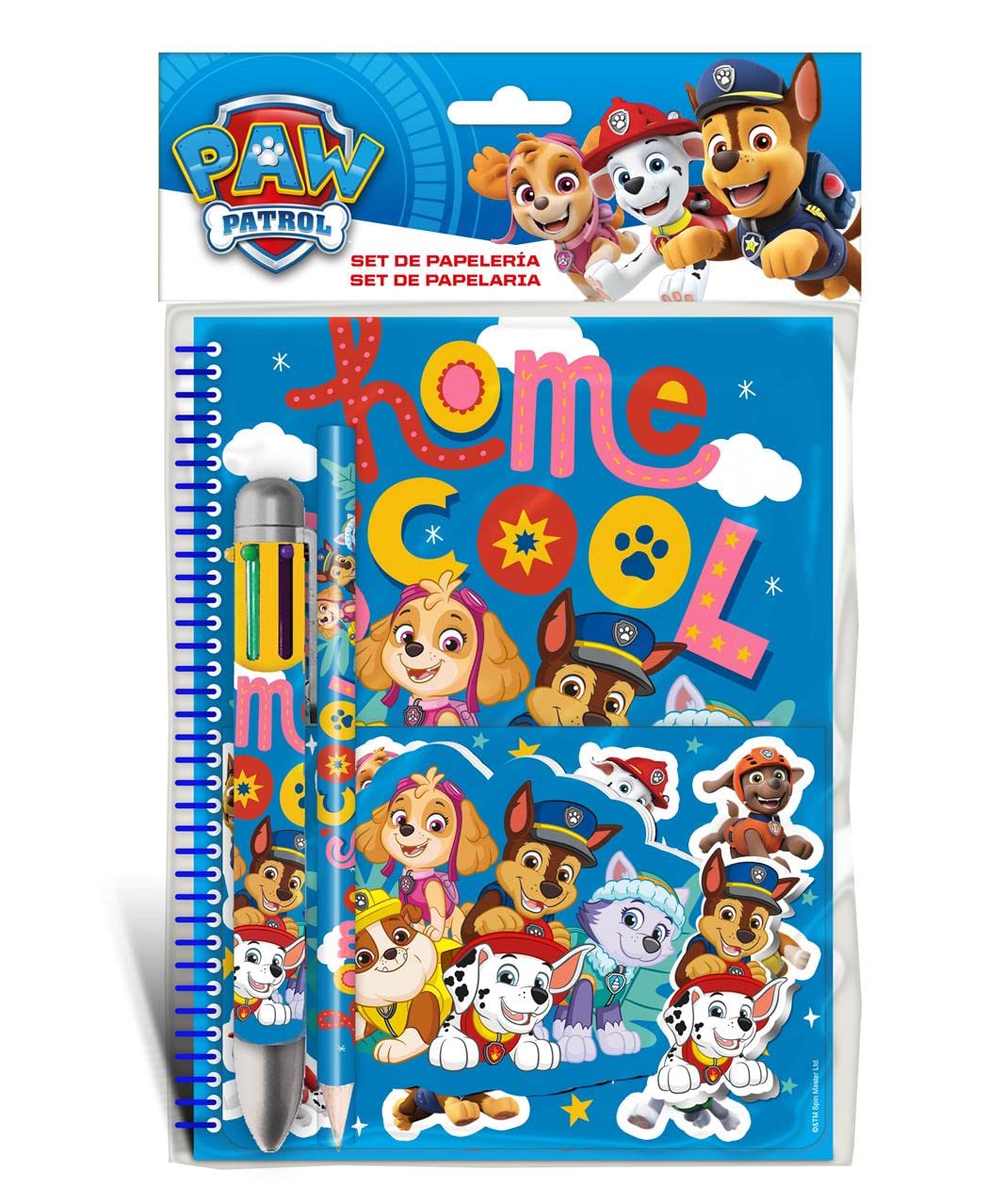 PAW PATROL - Children's Stationery Set A5 Notebook, Pencil, Pen, Eraser, Mini pad, Stickers