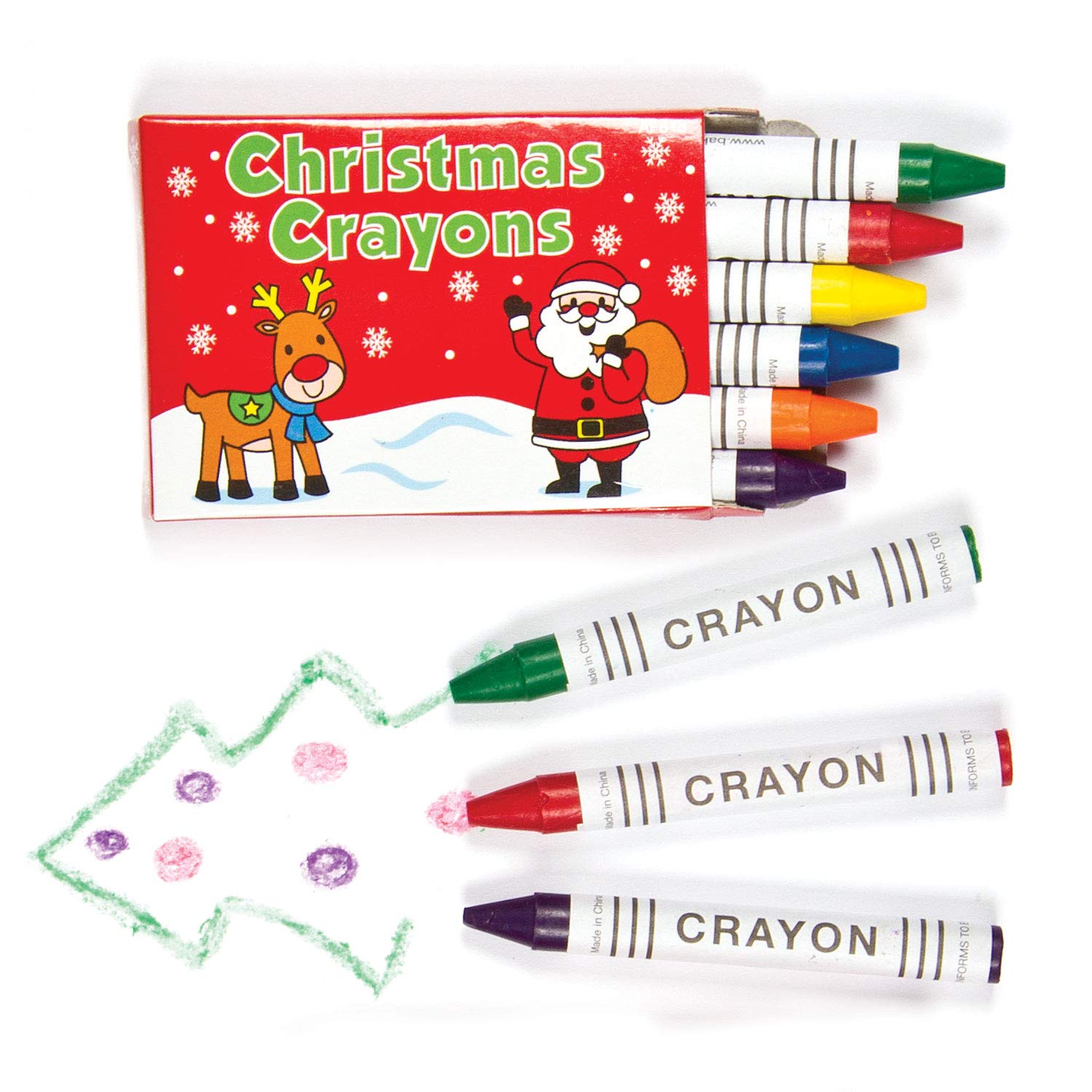 Baker Ross AF818 Mini Christmas Crayons — ⁠Creative Art Supplies for Kids' Crafts, Projects and Decorations, Perfect Party, Loot or Stocking Filler (Pack of 8 Sets), Assorted, 8 Count (Pack of 1)
