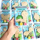 BOIKOKY 12 Pack Bug Party Favors for Kids - Individually Wrapped Paint Your Own Wooden Magnet Craft Kits with Thank You Card, Insect Birthday Party Supplies for Preschoolers