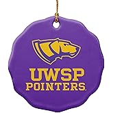 GRAPHICS & MORE University of Wisconsin-Stevens Point Pointers Logo Porcelain Scalloped Holiday Christmas Tree Ornament - 2.8" (7.1 cm)