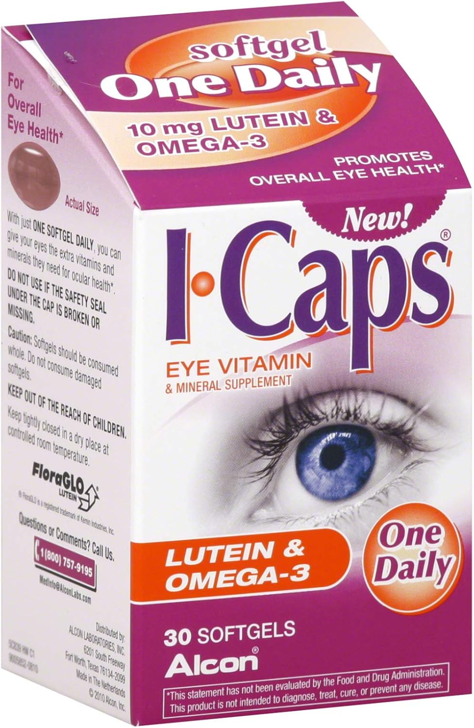 ICAPS Lutein & Omega3 Softgels 30 Soft Gels (Pack of 12