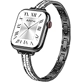 Adorve Slim Gold Bands Compatible with Apple Watch Bands for Women 38mm 40mm 41mm 42mm 44mm 45mm 46mm, Cute Dressy Thin Bracelet Stainless Steel Metal Strap for iWatch Bands Series 11 10 9 8 7 6 5 4 3 SE