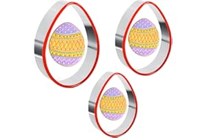 Crethinkaty 3 Pieces Egg Cookie Cutter Set for Baking Easter Egg Shape with Soft PVC Edge Cookie/Pastry/Biscuit Cutter for Ho