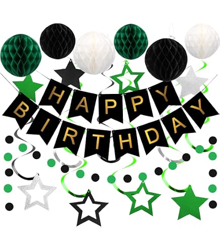 Decorazioni Compleanno 13 Anni Sage Green - Numero 13 Con Ghirlanda Di Stelle E Cerchi Metallizzati 14 Metri