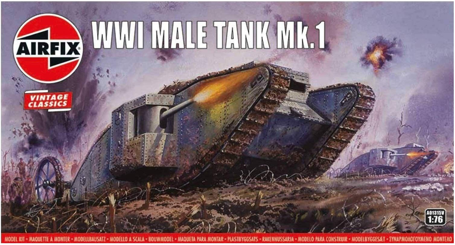 Airfix Vintage Classics Set - A01315V WWI Male Tank Mk.I - Plastic Model Tank Kits for Adults & Children 8+, Set Includes 49 Pieces - 1:76 Scale Model Tank Set — image 1