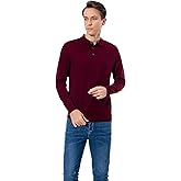 WOSICA Men's 100% Extrafine Merino Wool Long Sleeve Polo