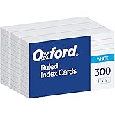 Oxford Ruled Index Cards, 3" x 5", White, Lined Index Flashcards, 300 per Pack (10022)