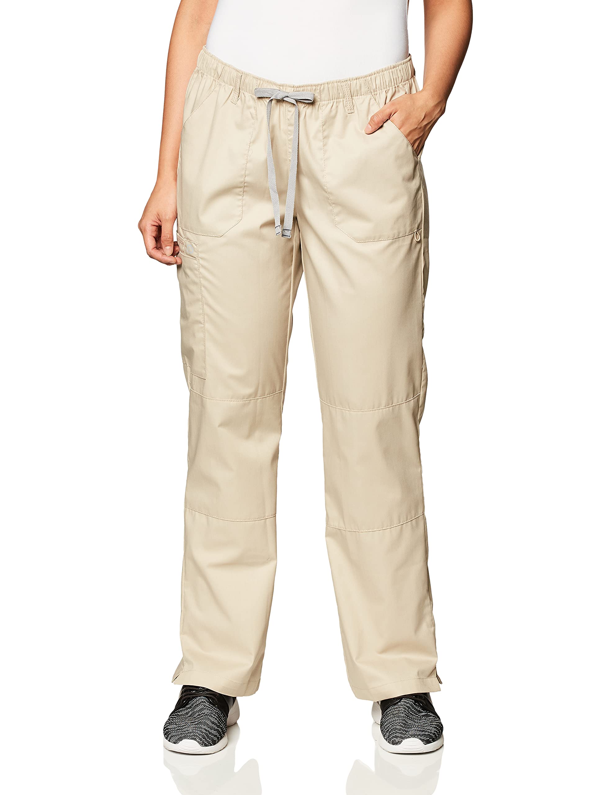 WonderWink Womens Straight Leg Cargo Medical Scrubs Pants, Khaki, 2X US